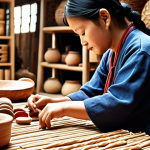 **Local Handicraft Promotion:** A heartwarming scene of artisans crafting traditional goods, emphasizing their heritage and the emotional connection their work fosters.