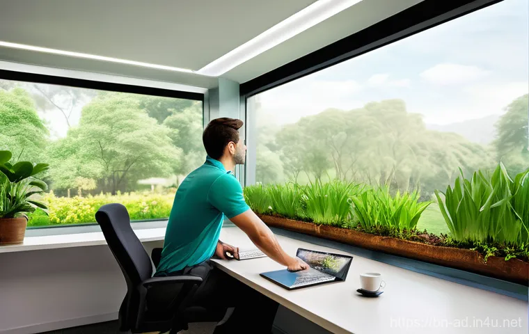 광고홍보사 업무 스트레스 관리법 - **Prompt:** A serene, diverse group of young professionals, male and female, in a modern, brightly l...