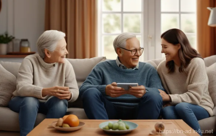 광고홍보사와 브랜드 광고 스토리 설계 - **Emotional Brand Storytelling:** A heartwarming scene depicting a multi-generational family (grandp...