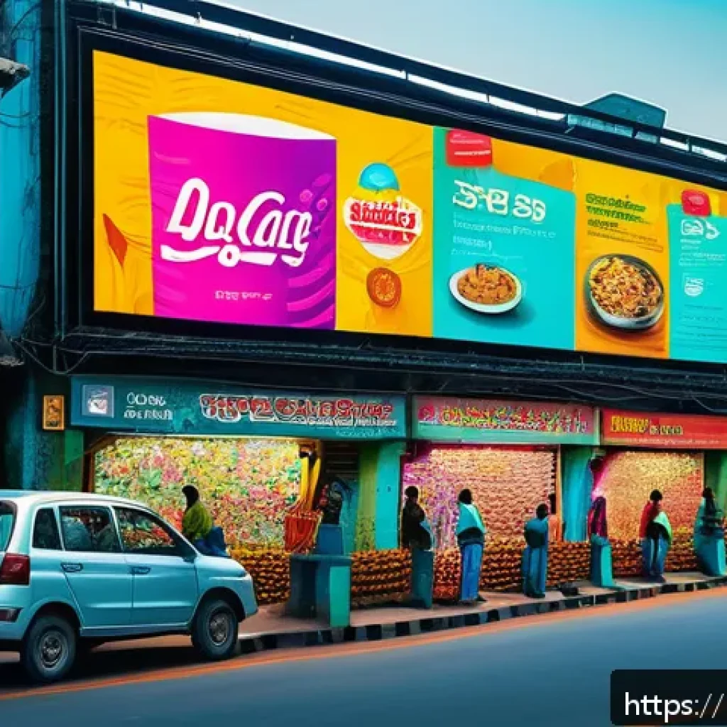 광고홍보사와 크리에이티브 광고 심화 - A vibrant and dynamic digital advertisement scene showcasing a creative storytelling concept for a B...