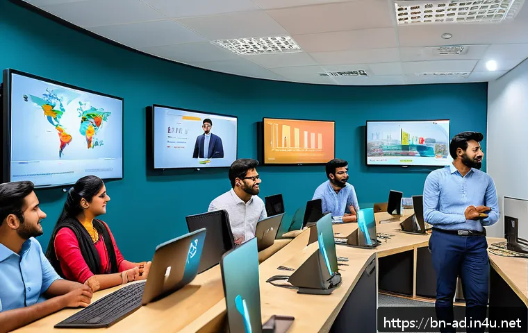 광고홍보사와 광고 효율성 평가 사례 - A vibrant digital marketing scene featuring a diverse Bengali team collaborating in a modern office ...