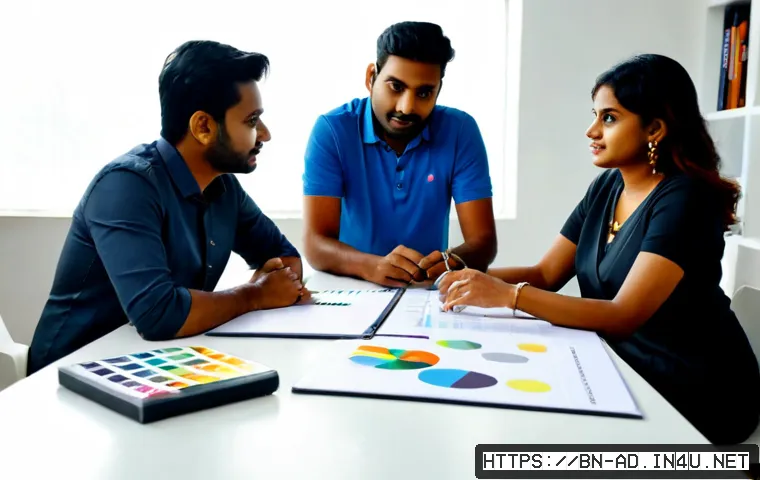 Home 15 광고홍보사와 크리에이티브 협업 - Photorealistic advertising agency collaboration in a bright modern Dhaka creative studio, diverse Ba...