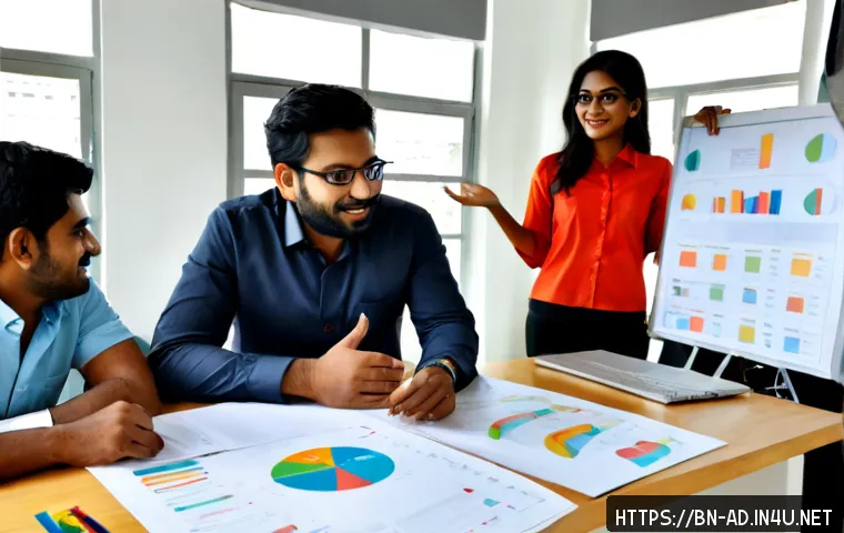 Home 17 광고홍보사와 이벤트 마케팅 - Photorealistic advertising agency planning session in a bright modern Dhaka office, diverse Bengali ...