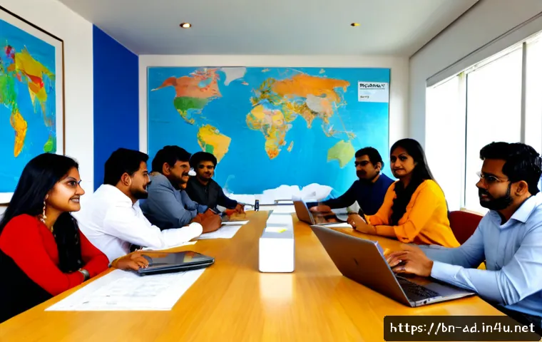 광고홍보사와 글로벌 브랜드 광고 캠페인 - Photorealistic advertising agency strategy meeting in a bright modern Dhaka office, diverse Banglade...